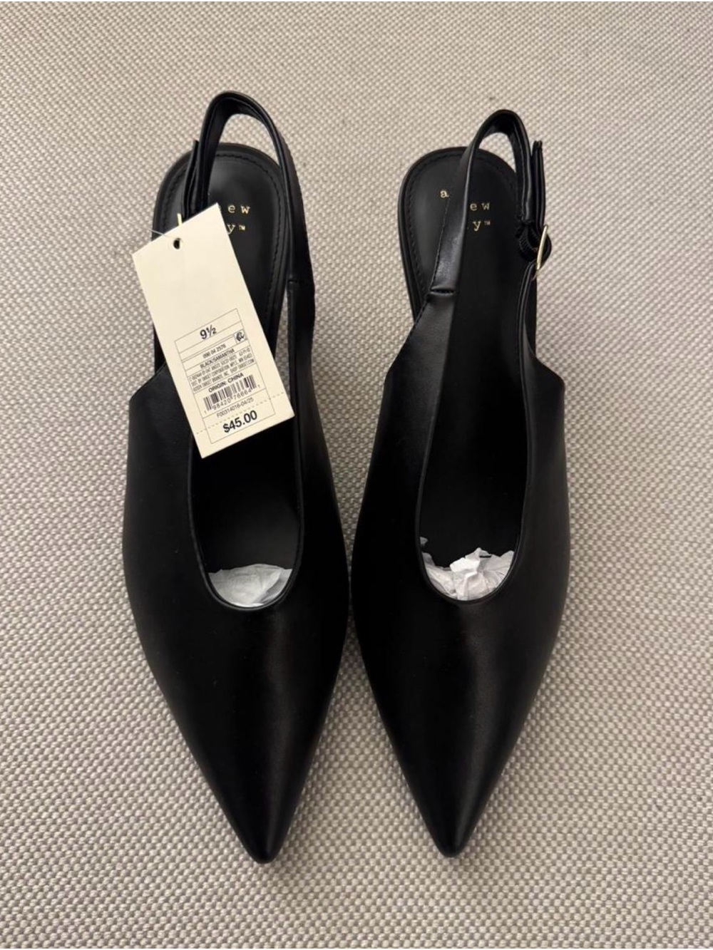 Black Pointed Slingback Flats